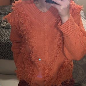 ZAFUL coral v-neck with fringe